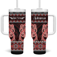 Kia Ora New Zealand Tumbler With Handle Maori Language Week Whero Taniko Motif - Polynesian Pride