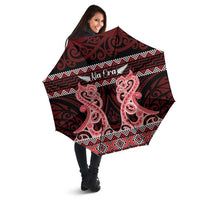 Kia Ora New Zealand Umbrella Maori Language Week Whero Taniko Motif - Polynesian Pride