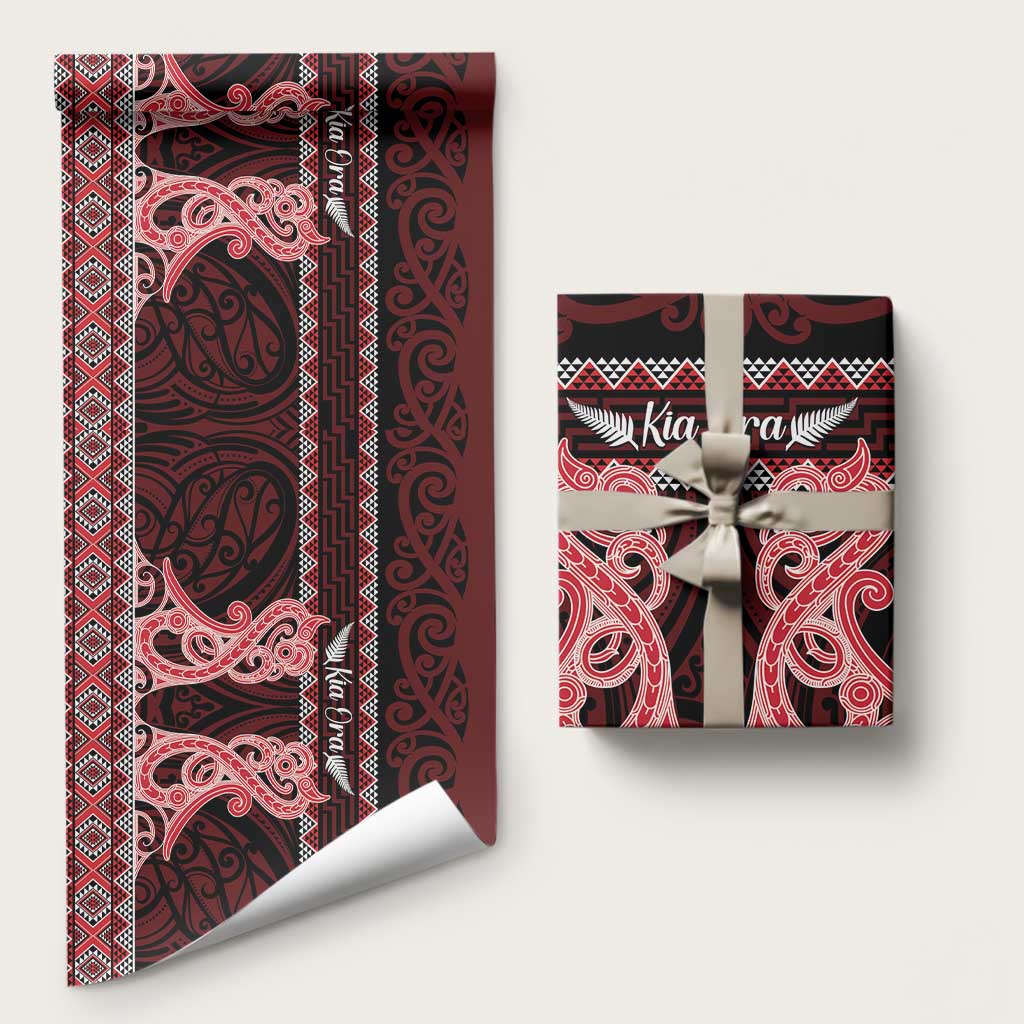 Kia Ora New Zealand Wrapping Paper Maori Language Week Whero Taniko Motif - Polynesian Pride