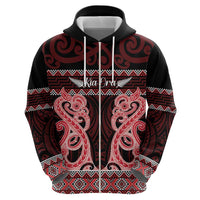 Kia Ora New Zealand Zip Hoodie Maori Language Week Whero Taniko Motif - Polynesian Pride
