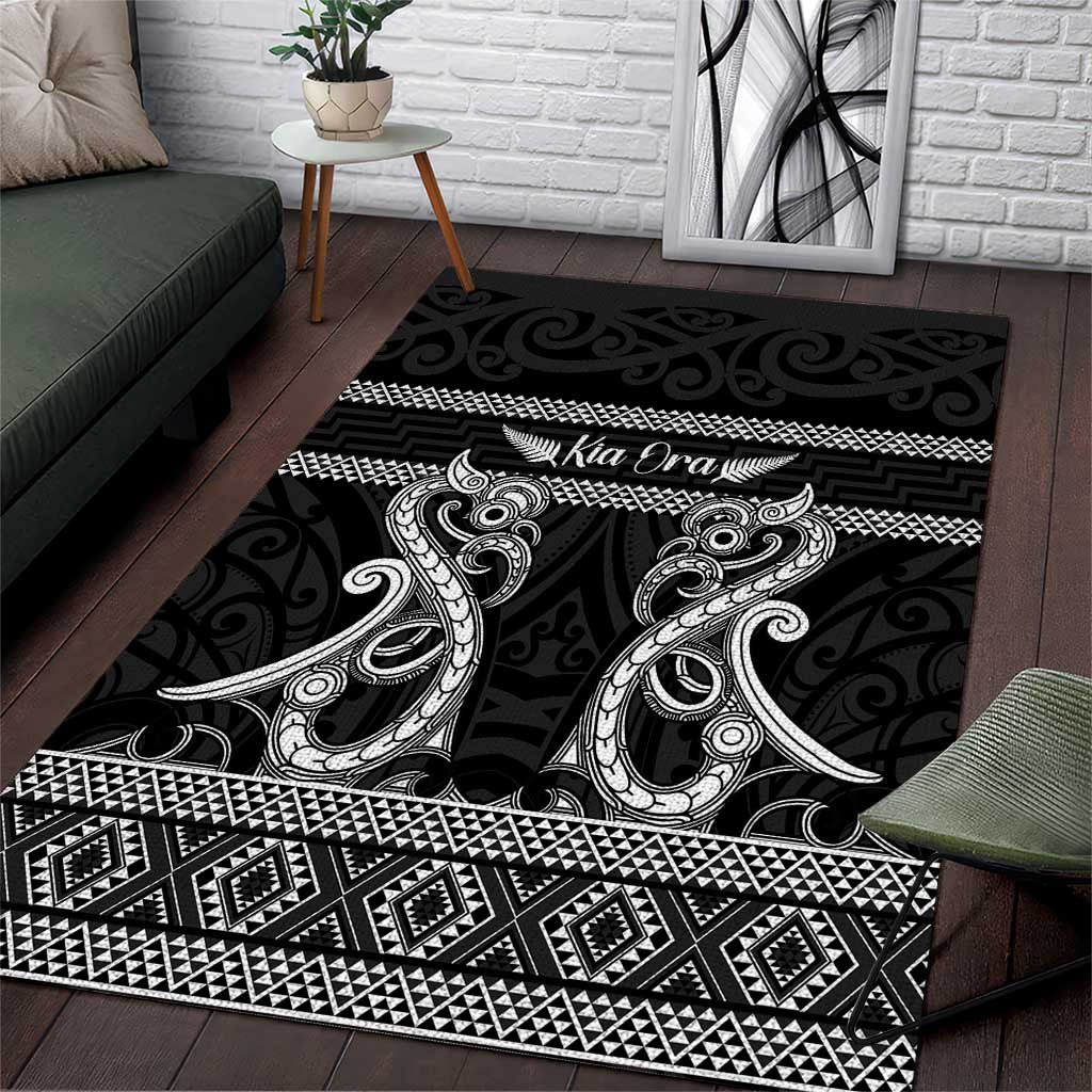 Kia Ora New Zealand Area Rug Maori Language Week Pango Taniko Motif - Polynesian Pride