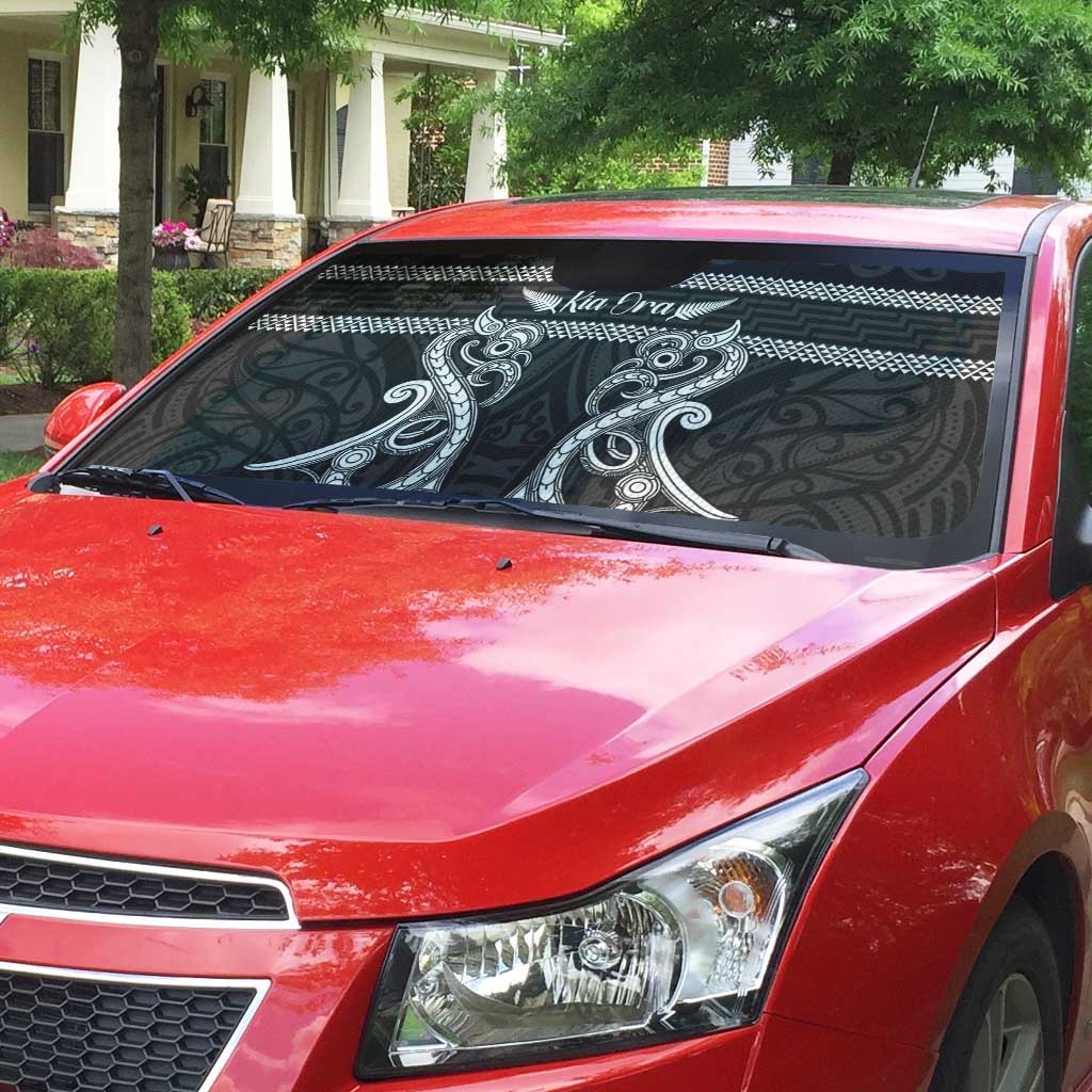 Kia Ora New Zealand Auto Sun Shade Maori Language Week Pango Taniko Motif - Polynesian Pride