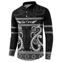 Kia Ora New Zealand Button Sweatshirt Maori Language Week Pango Taniko Motif - Polynesian Pride