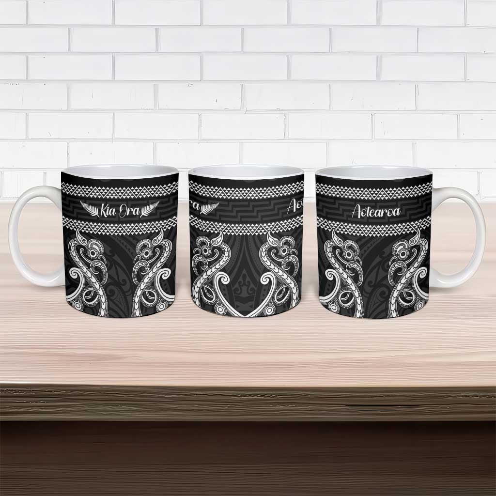 Kia Ora New Zealand Ceramic Mug Maori Language Week Pango Taniko Motif - Polynesian Pride