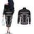Kia Ora New Zealand Couples Matching Off The Shoulder Long Sleeve Dress and Long Sleeve Button Shirt Maori Language Week Pango Taniko Motif - Polynesian Pride