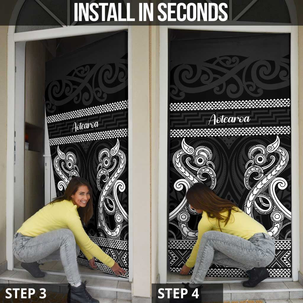 Kia Ora New Zealand Door Cover Maori Language Week Pango Taniko Motif - Polynesian Pride