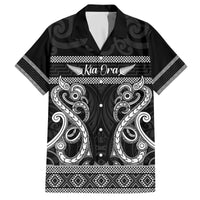Kia Ora New Zealand Family Matching Off The Shoulder Long Sleeve Dress and Hawaiian Shirt Maori Language Week Pango Taniko Motif - Polynesian Pride