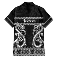 Kia Ora New Zealand Family Matching Off The Shoulder Long Sleeve Dress and Hawaiian Shirt Maori Language Week Pango Taniko Motif - Polynesian Pride