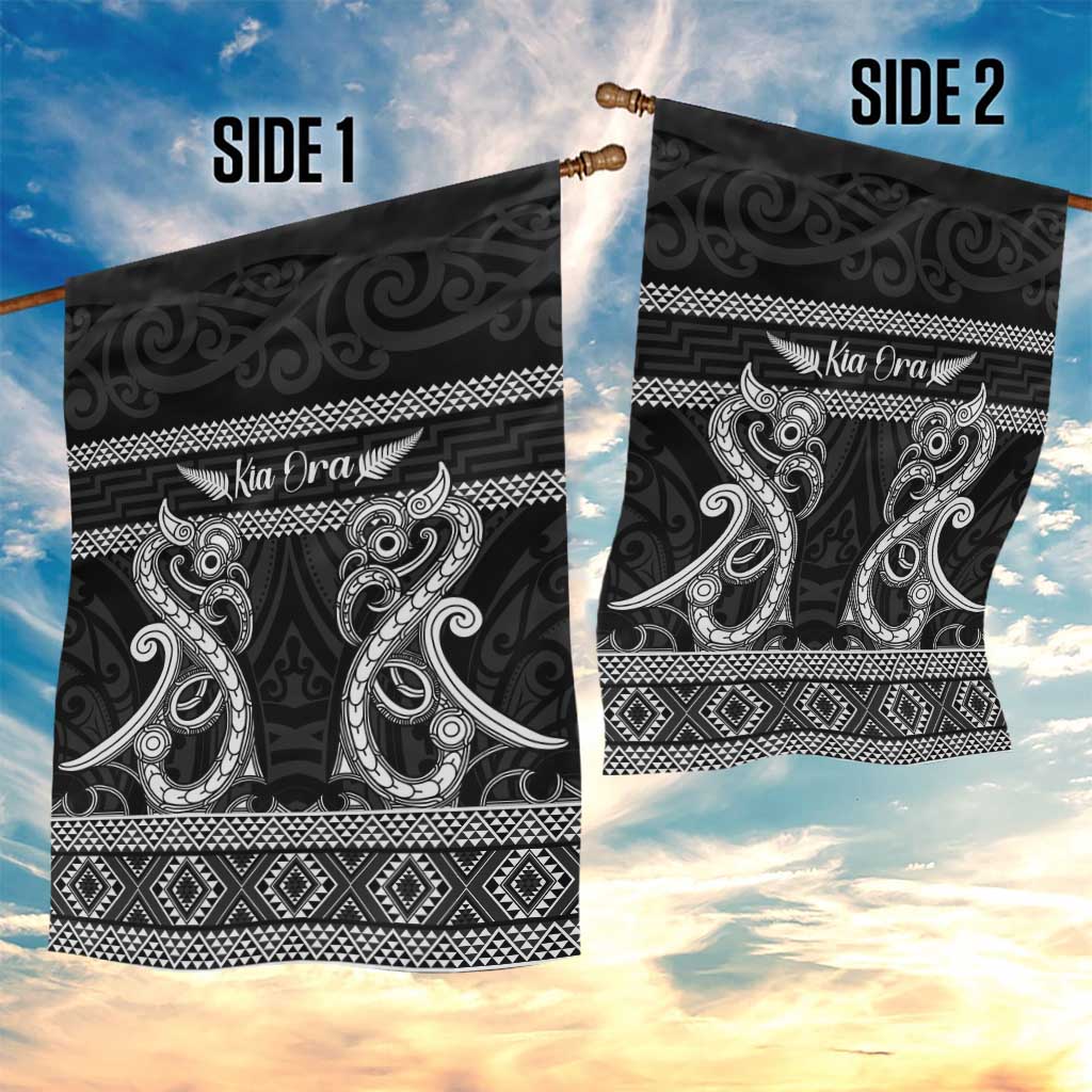 Kia Ora New Zealand Garden Flag Maori Language Week Pango Taniko Motif - Polynesian Pride