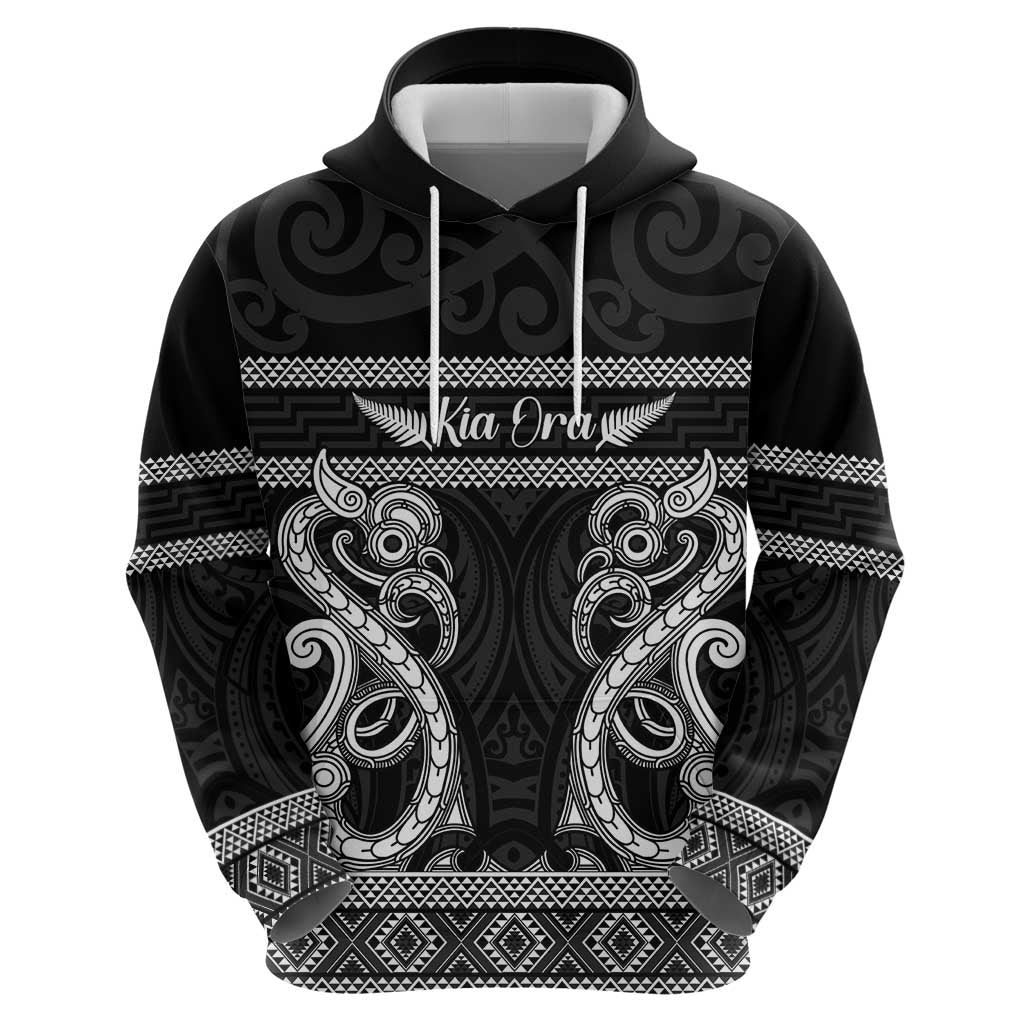 Kia Ora New Zealand Hoodie Maori Language Week Pango Taniko Motif - Polynesian Pride