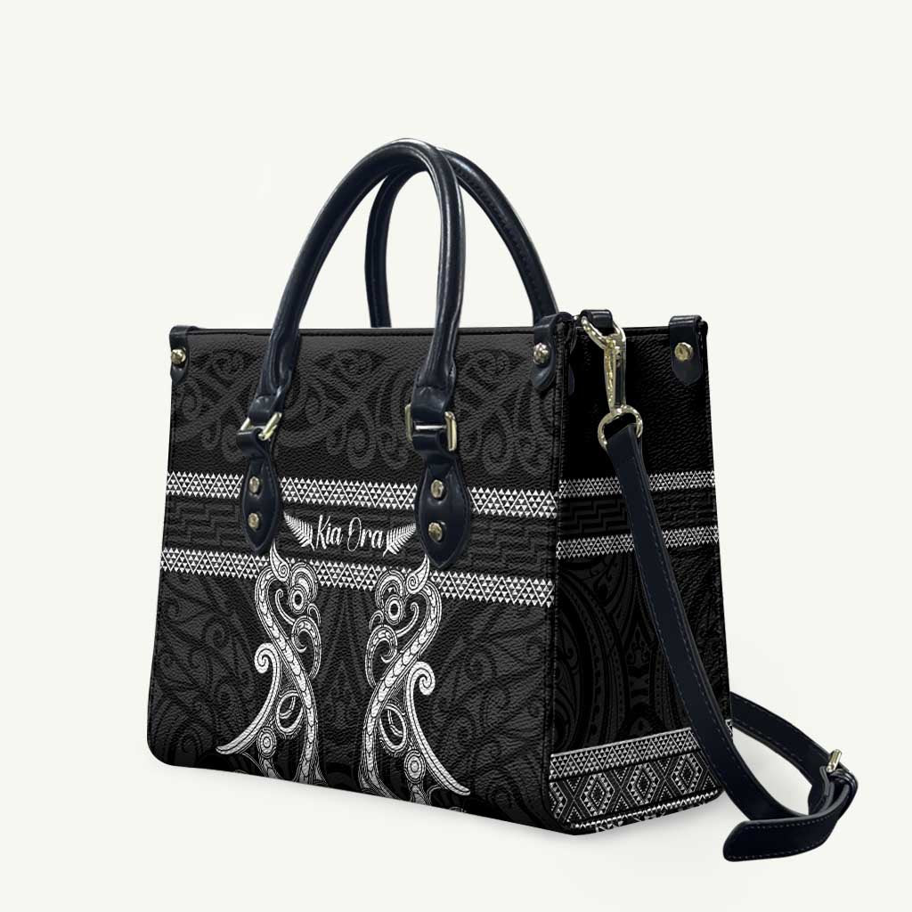 Kia Ora New Zealand Leather Bag Maori Language Week Pango Taniko Motif - Polynesian Pride