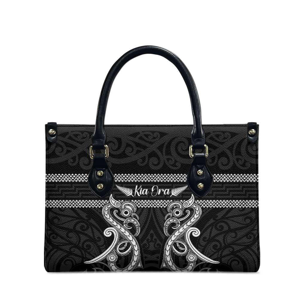 Kia Ora New Zealand Leather Bag Maori Language Week Pango Taniko Motif - Polynesian Pride
