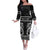 Kia Ora New Zealand Off The Shoulder Long Sleeve Dress Maori Language Week Pango Taniko Motif - Polynesian Pride