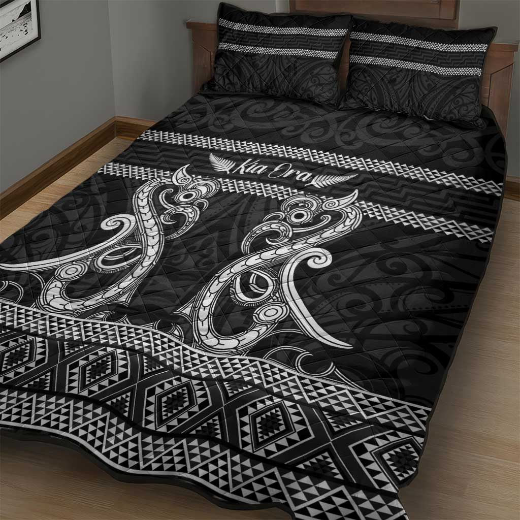 Kia Ora New Zealand Quilt Bed Set Maori Language Week Pango Taniko Motif - Polynesian Pride