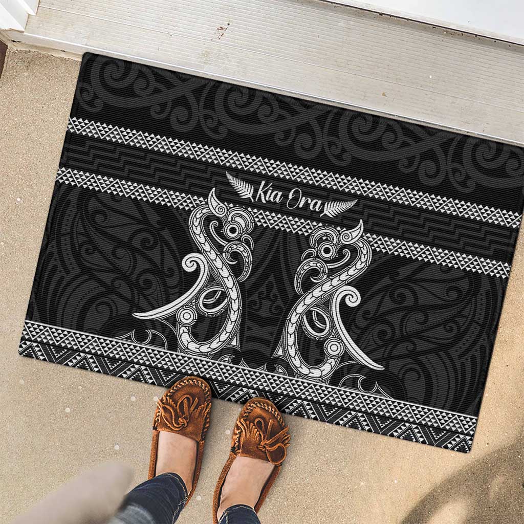 Kia Ora New Zealand Rubber Doormat Maori Language Week Pango Taniko Motif - Polynesian Pride