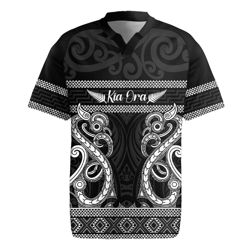 Kia Ora New Zealand Rugby Jersey Maori Language Week Pango Taniko Motif - Polynesian Pride