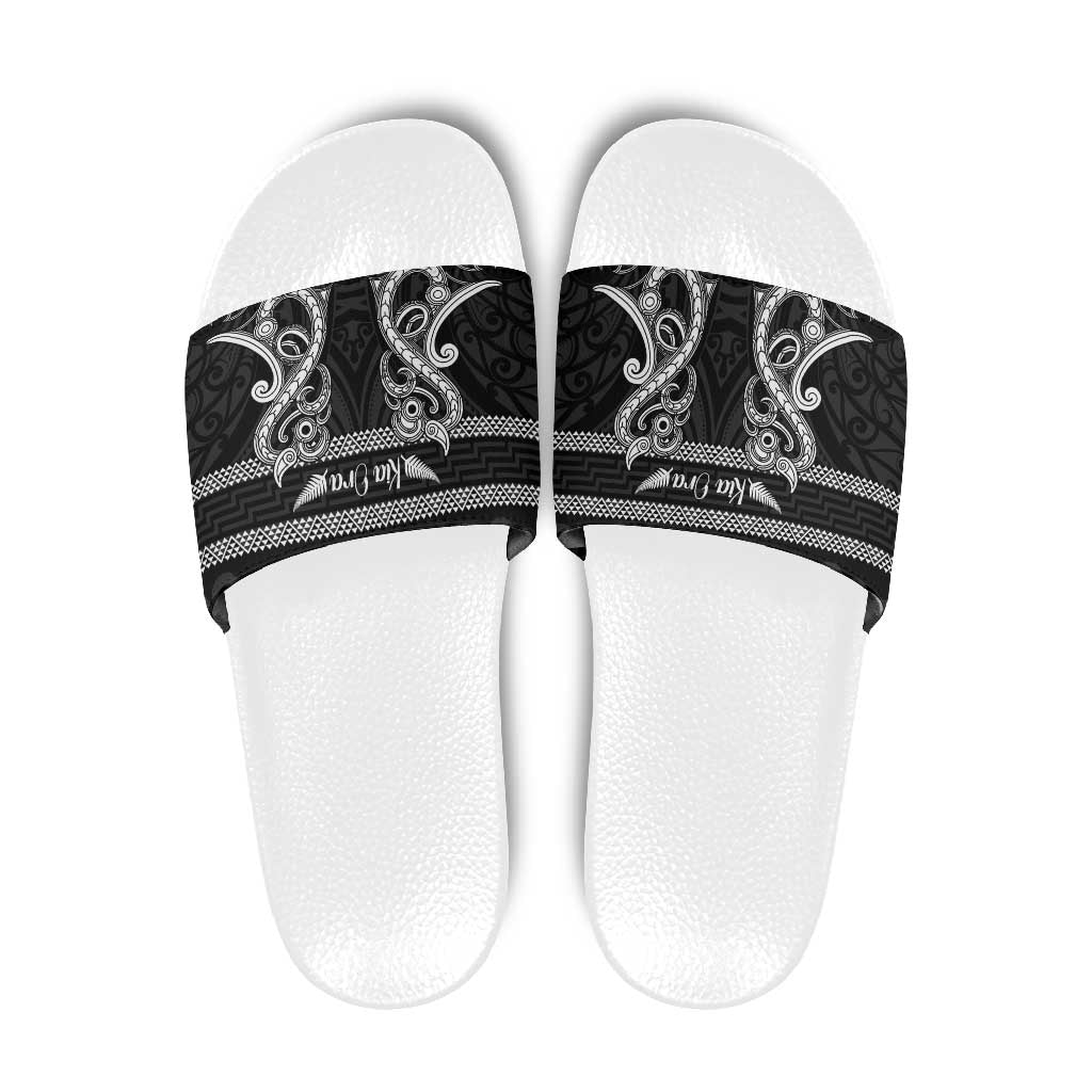 Kia Ora New Zealand Slide Sandals Maori Language Week Pango Taniko Motif - Polynesian Pride