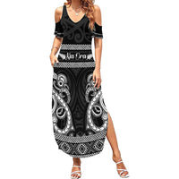 Kia Ora New Zealand Summer Maxi Dress Maori Language Week Pango Taniko Motif - Polynesian Pride
