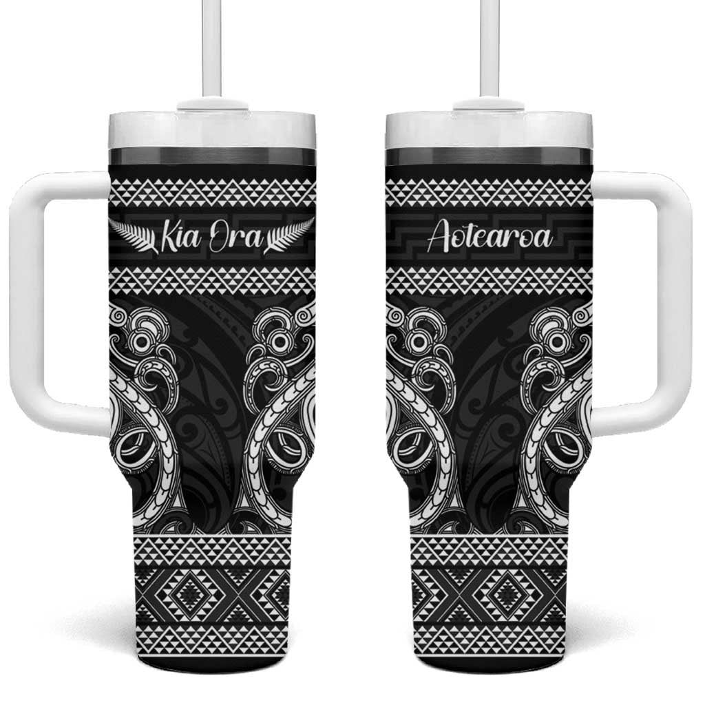 Kia Ora New Zealand Tumbler With Handle Maori Language Week Pango Taniko Motif - Polynesian Pride