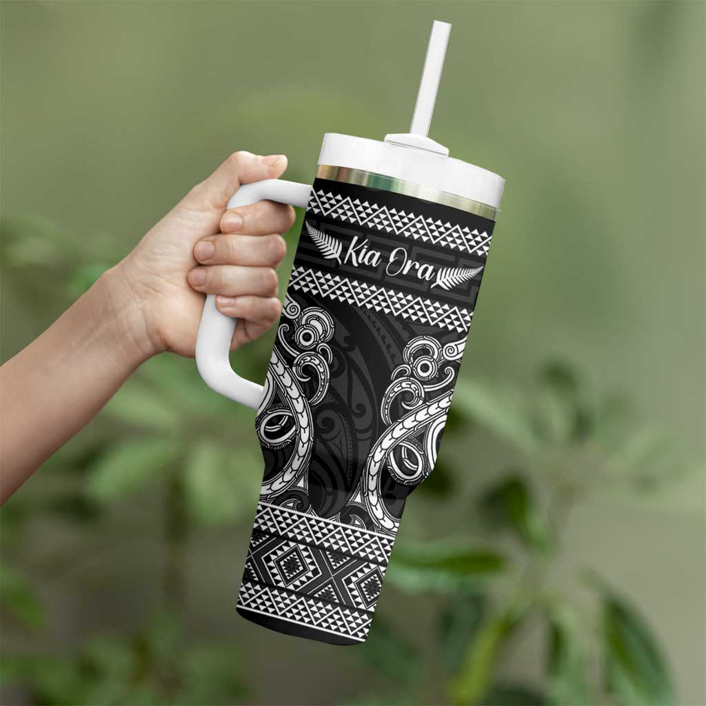 Kia Ora New Zealand Tumbler With Handle Maori Language Week Pango Taniko Motif - Polynesian Pride