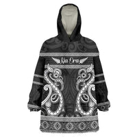 Kia Ora New Zealand Wearable Blanket Hoodie Maori Language Week Pango Taniko Motif - Polynesian Pride