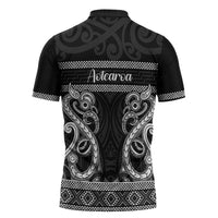 Kia Ora New Zealand Zipper Polo Shirt Maori Language Week Pango Taniko Motif - Polynesian Pride