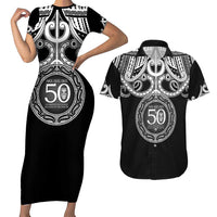 Kia Kaha Te Reo Maori New Zealand Couples Matching Short Sleeve Bodycon Dress and Hawaiian Shirt 50th Anniversary Ake Ake Ake - Polynesian Pride