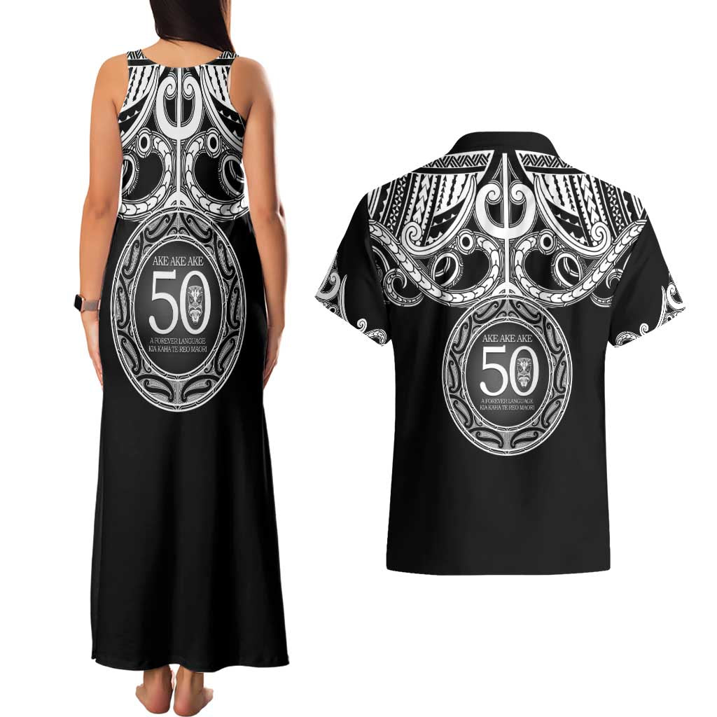Kia Kaha Te Reo Maori New Zealand Couples Matching Tank Maxi Dress and Hawaiian Shirt 50th Anniversary Ake Ake Ake - Polynesian Pride