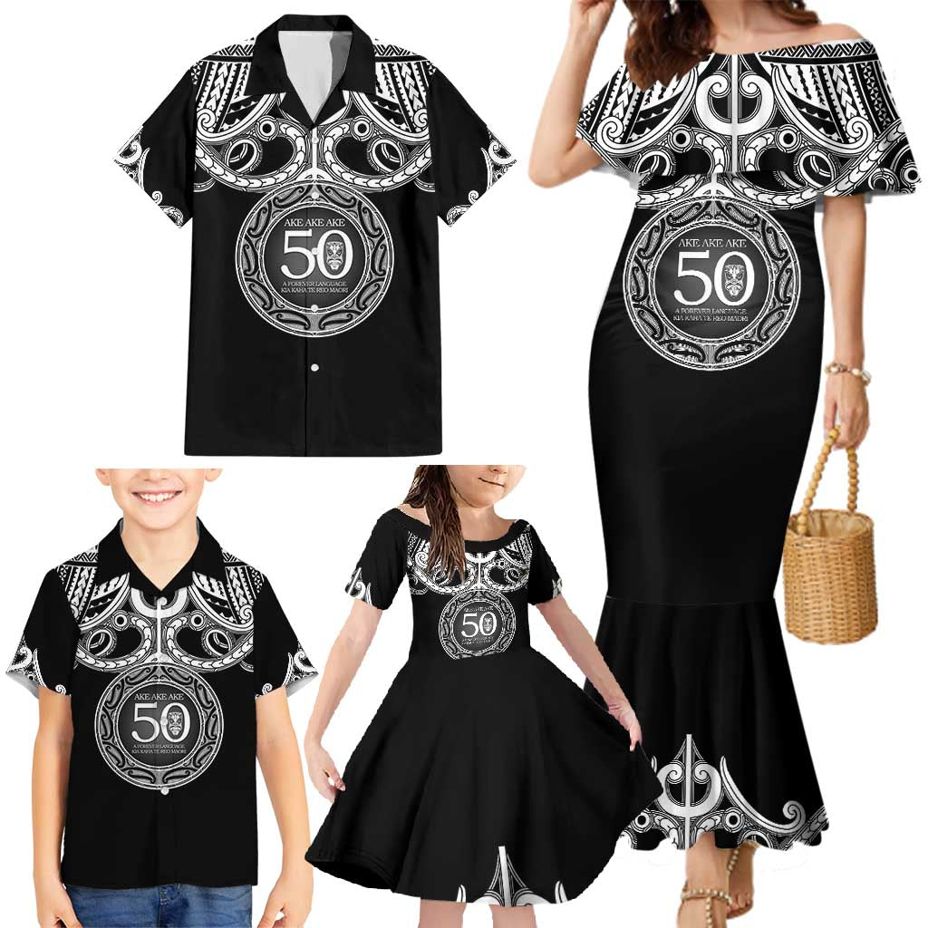Kia Kaha Te Reo Maori New Zealand Family Matching Mermaid Dress and Hawaiian Shirt 50th Anniversary Ake Ake Ake - Polynesian Pride
