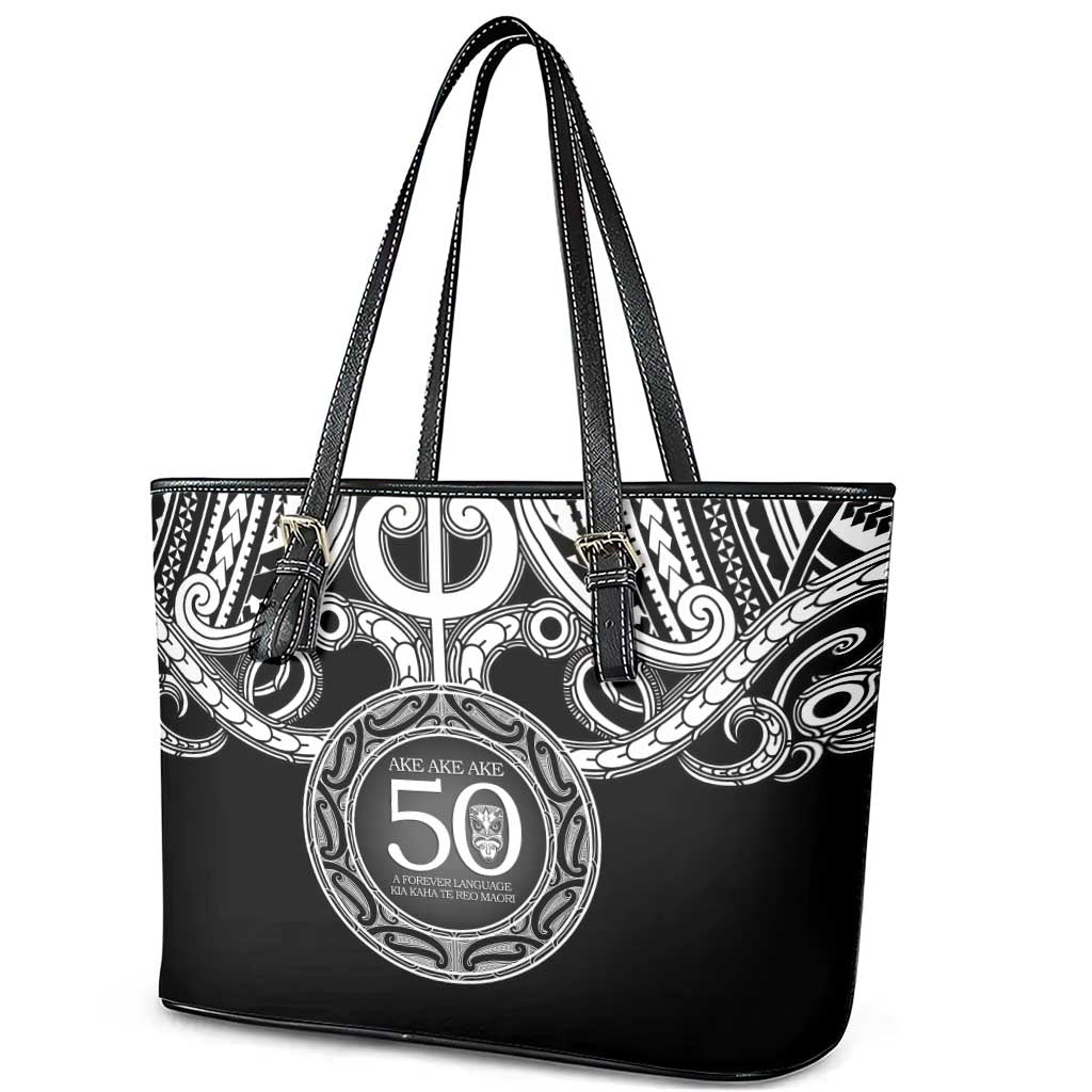 Kia Kaha Te Reo Maori New Zealand Leather Tote Bag 50th Anniversary Ake Ake Ake - Polynesian Pride