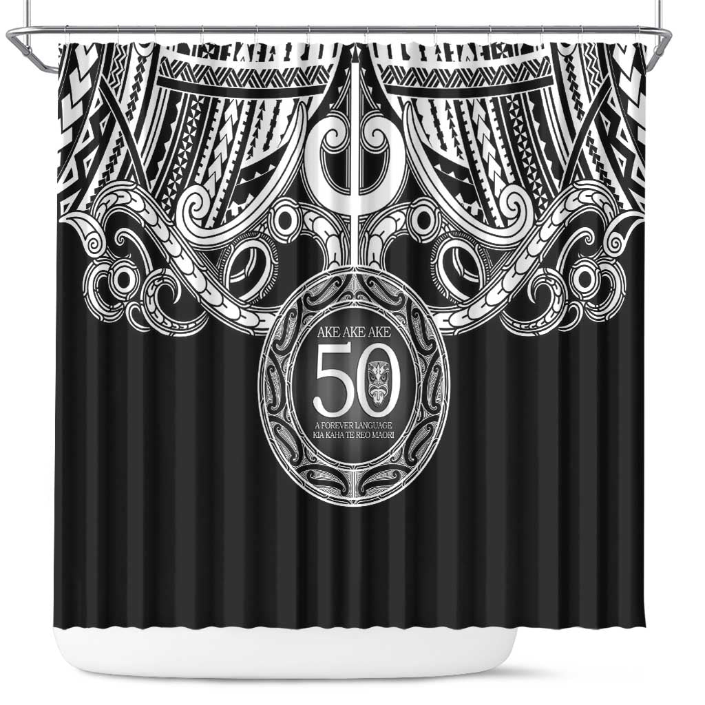 Kia Kaha Te Reo Maori New Zealand Shower Curtain 50th Anniversary Ake Ake Ake - Polynesian Pride