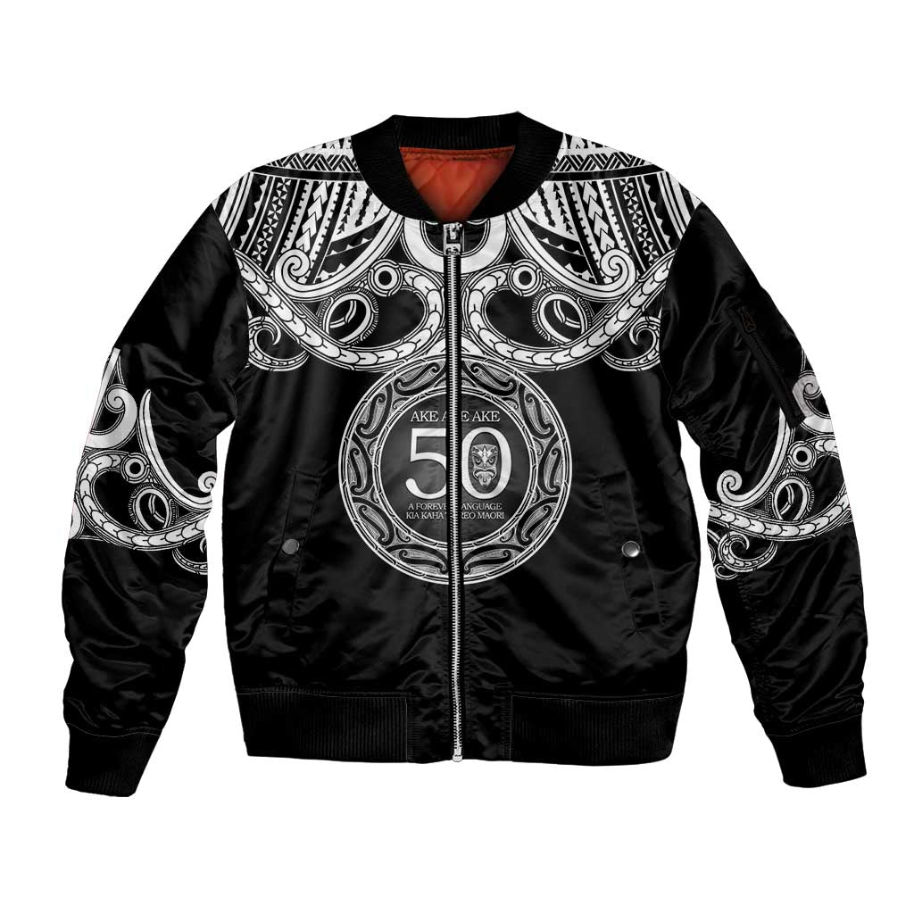 Kia Kaha Te Reo Maori New Zealand Sleeve Zip Bomber Jacket 50th Anniversary Ake Ake Ake - Polynesian Pride