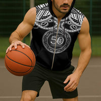 Kia Kaha Te Reo Maori New Zealand Sleeveless Zip Hoodie 50th Anniversary Ake Ake Ake - Polynesian Pride