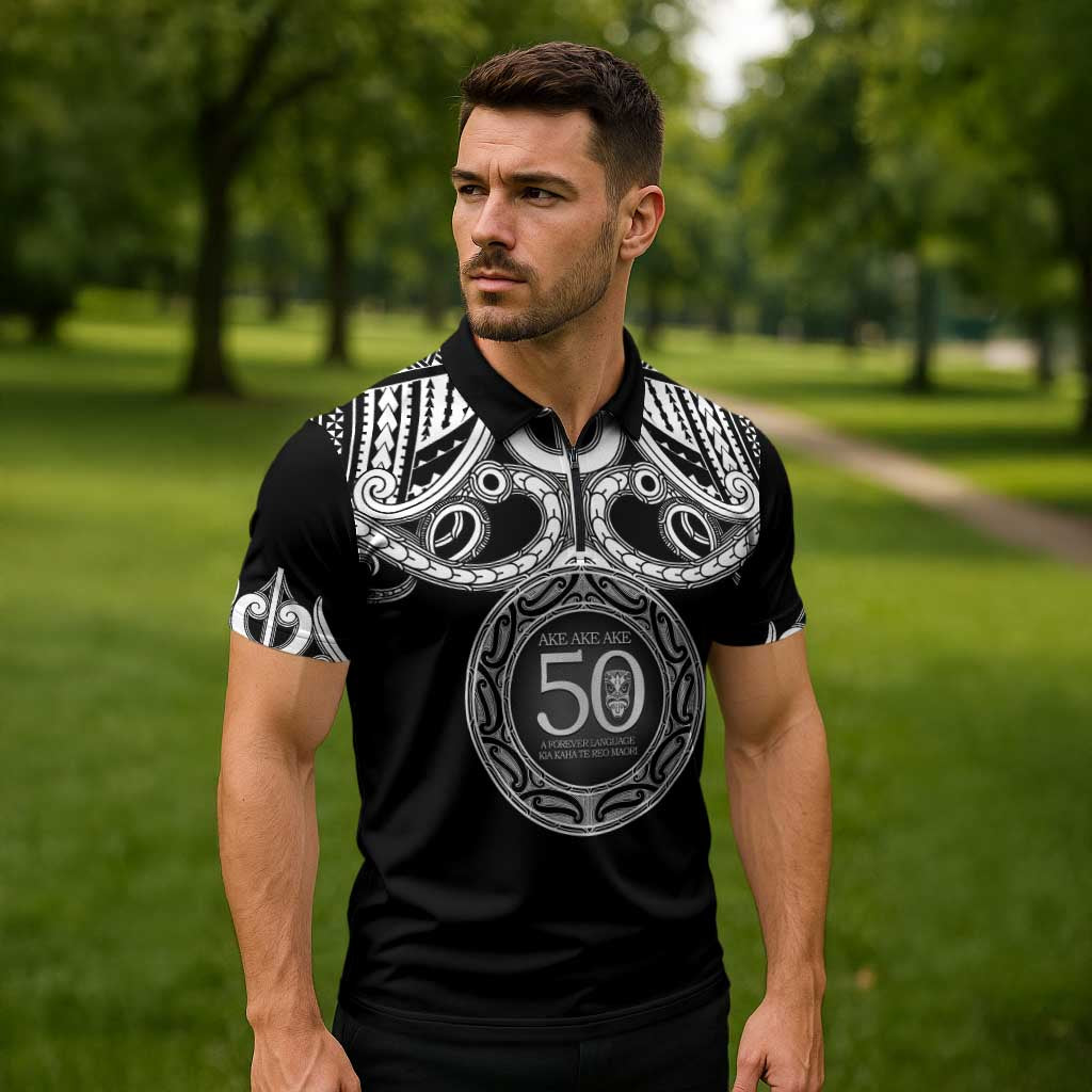 Kia Kaha Te Reo Maori New Zealand Zipper Polo Shirt 50th Anniversary Ake Ake Ake - Polynesian Pride