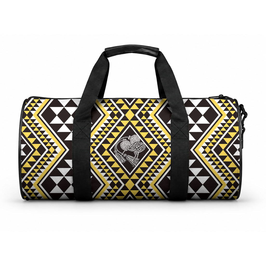New Zealand Kowhai Taniko Motifs Duffle Bag Maori Poi Dance Costume Inspired LT14 One size Yellow - Polynesian Pride