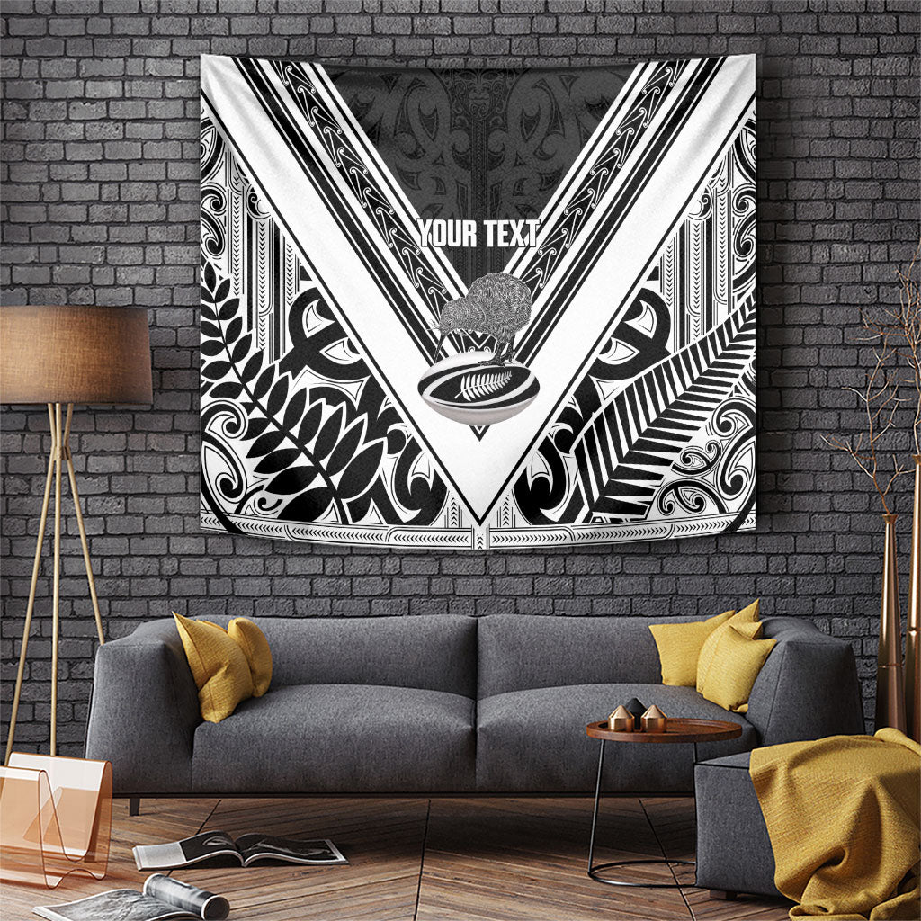 New Zealand Silver Fern Rugby Custom Tapestry Go Wheel Kiwi Maori Pattern LT14 White - Polynesian Pride