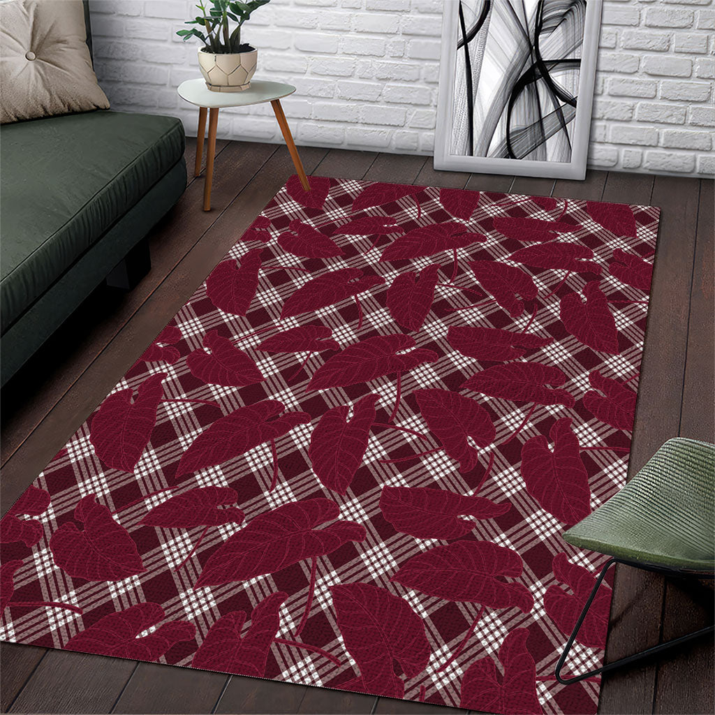 Burgundy Hawaii Kalo Palaka Motifs Area Rug Hawaiian Taro Leaves Elegant Vibes LT14 Burgundy - Polynesian Pride