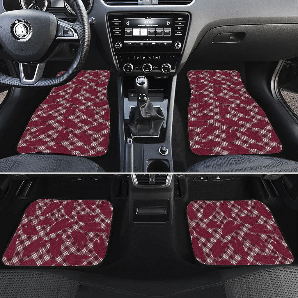 Burgundy Hawaii Kalo Palaka Motifs Car Mats Hawaiian Taro Leaves Elegant Vibes LT14 Set 4pcs Burgundy - Polynesian Pride