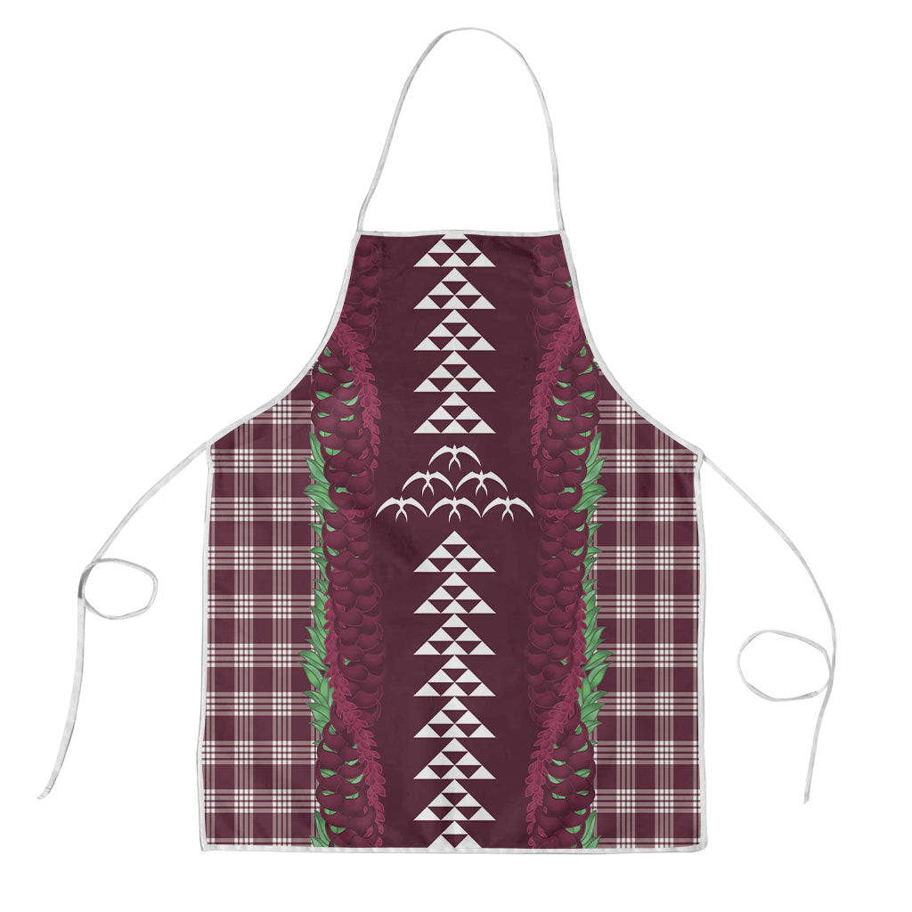 Burgundy Palaka Hawaii Iwa Bird Apron Hawaiian Kakau Jade Vine Lei LT14 Burgundy - Polynesian Pride