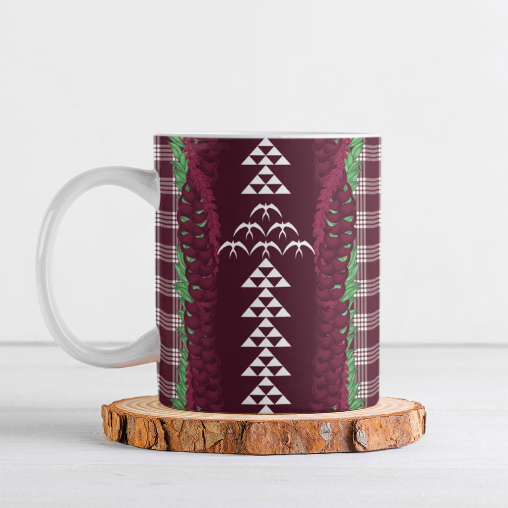 Burgundy Palaka Hawaii Iwa Bird Ceramic Mug Hawaiian Kakau Jade Vine Lei LT14 Burgundy - Polynesian Pride
