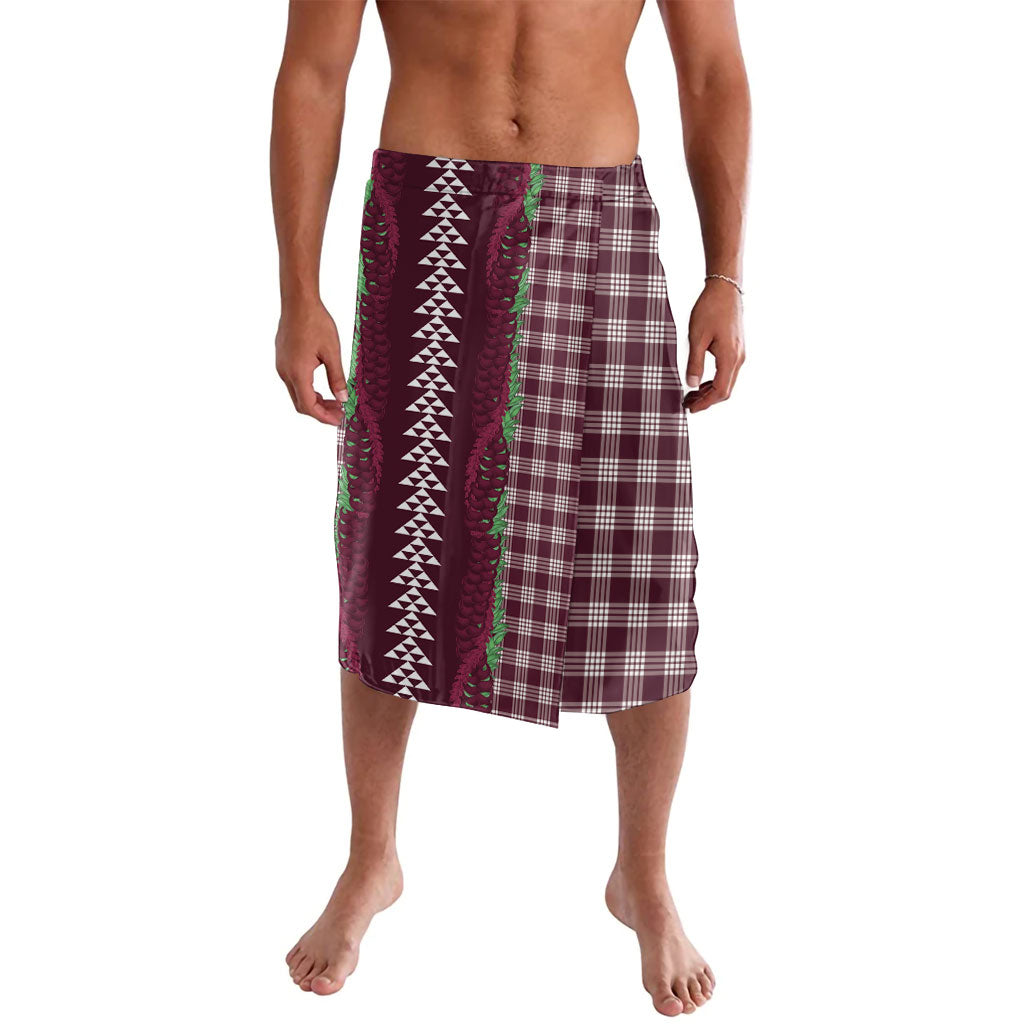 Burgundy Palaka Hawaii Iwa Bird Lavalava Hawaiian Kakau Jade Vine Lei LT14 Burgundy - Polynesian Pride