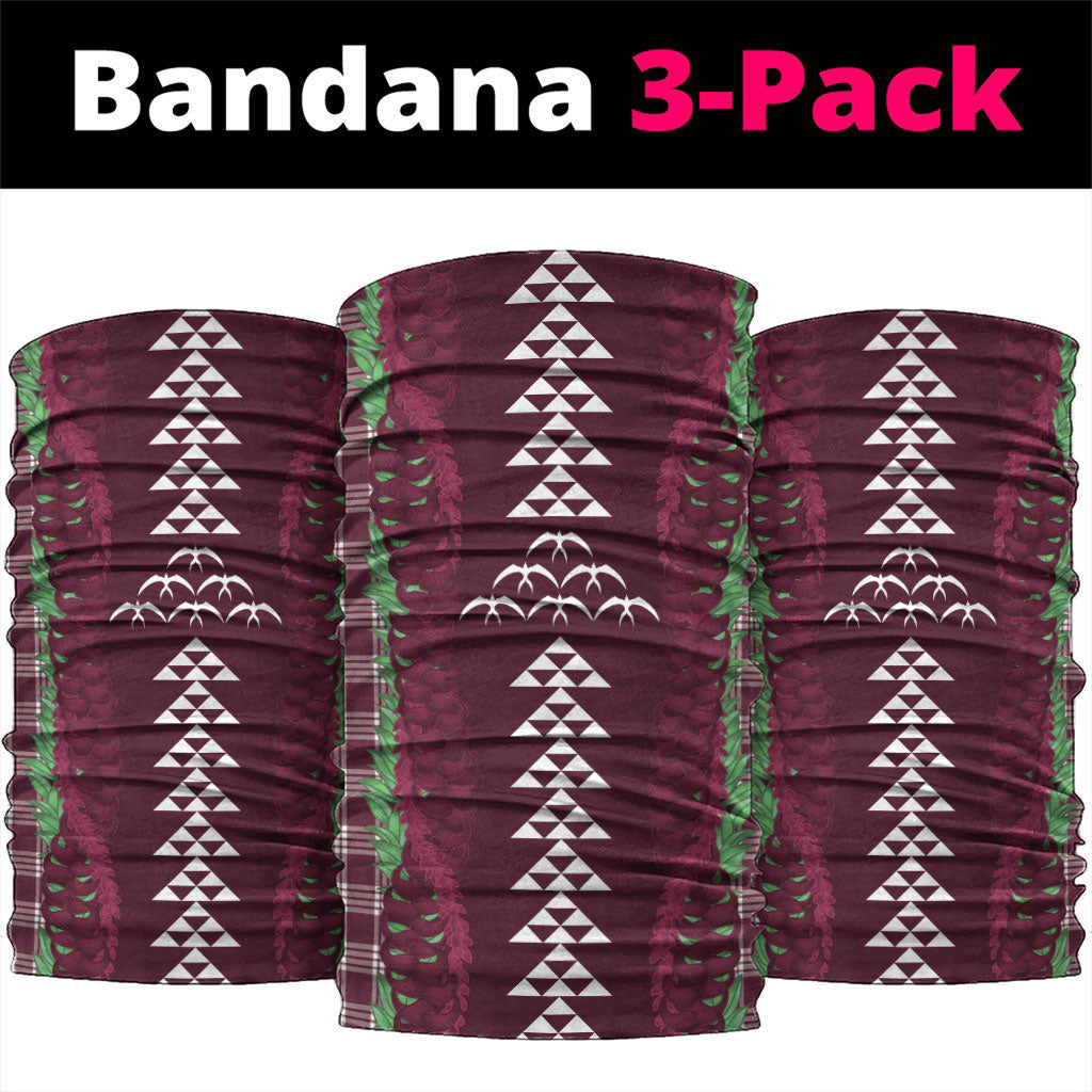 Burgundy Palaka Hawaii Iwa Bird Neck Gaiter Hawaiian Kakau Jade Vine Lei