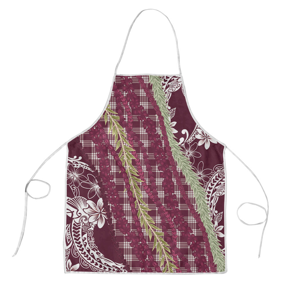 Burgundy Palaka Hawaii Leis Apron Hawaiian-plaid Elegant Tropical Vibes LT14 Burgundy - Polynesian Pride