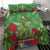 Kakapo New Zealand Christmas Bedding Set Meri Kirihimete Pohutukawa - Green Color