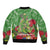 Kakapo New Zealand Christmas Bomber Jacket Meri Kirihimete Pohutukawa - Green Color