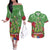 Kakapo New Zealand Christmas Couples Matching Off The Shoulder Long Sleeve Dress and Hawaiian Shirt Meri Kirihimete Pohutukawa - Green Color