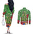 Kakapo New Zealand Christmas Couples Matching Off The Shoulder Long Sleeve Dress and Long Sleeve Button Shirt Meri Kirihimete Pohutukawa - Green Color