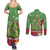 Kakapo New Zealand Christmas Couples Matching Summer Maxi Dress and Long Sleeve Button Shirt Meri Kirihimete Pohutukawa - Green Color