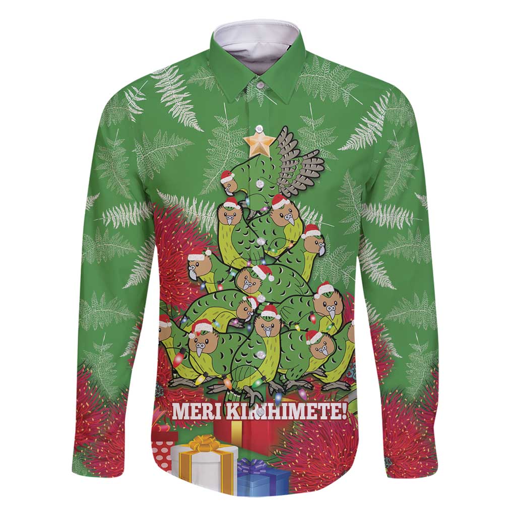 Kakapo New Zealand Christmas Family Matching Mermaid Dress and Hawaiian Shirt Meri Kirihimete Pohutukawa - Green Color