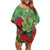 Kakapo New Zealand Christmas Family Matching Off Shoulder Short Dress and Hawaiian Shirt Meri Kirihimete Pohutukawa - Green Color